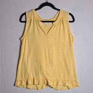 Maeve For Anthropologie Light Yellow Ruffle Hem Tank Top Size Large